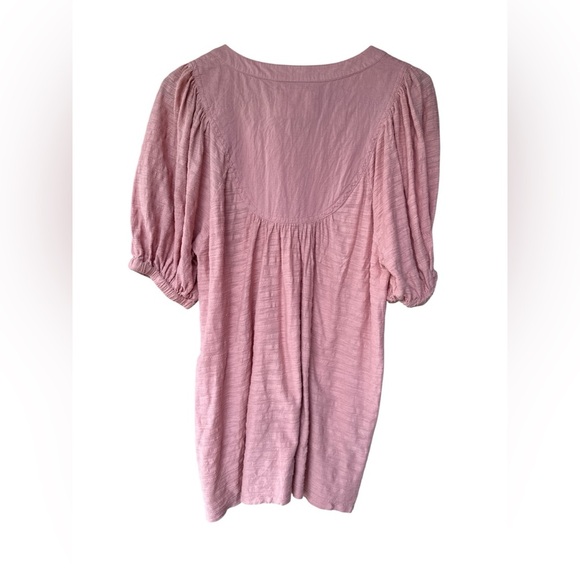 Anthropologie Elinor pink peasant Textured short puff sleeve Top Sz Small - Picture 7 of 9
